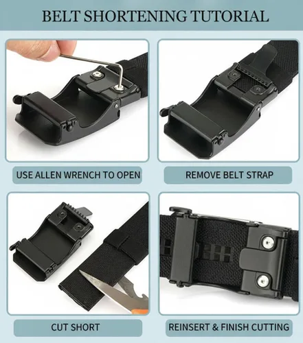 Vista 7 de KingMoore Cinturón táctico de trinquete de 1.5 pulgadas para transporte IWB/OWB, hebilla de liberación rápida y soporte resistente de doble capa