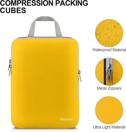 Vista 3 de Gonex Cubitos de embalaje de compresión, 3 unids4 unidades, expansibles, bolsas de equipaje de viaje, organizadores