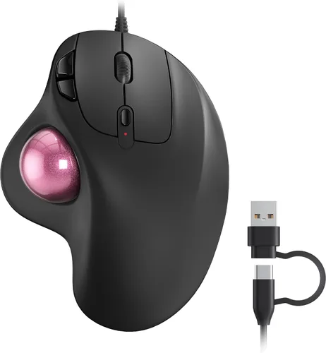 Vista 8 de Ratón Nulea M509 Trackball con cable, diseño ergonómico, fácil control con el pulgar, seguimiento preciso y suave, interfaz 2-en-1
