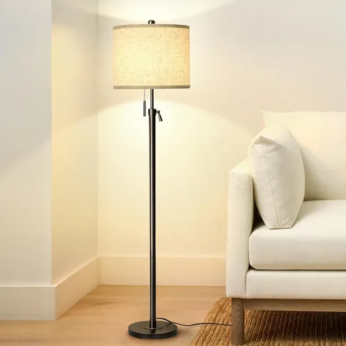 Vista 11 de Actualización: lámparas de pie doradas para sala de estar, lámpara de pie moderna ajustable de 55 a 67 pulgadas de altura con base de mármol
