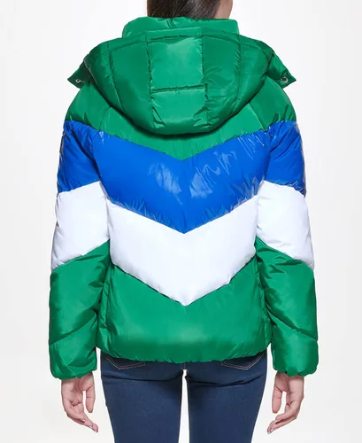 Vista 3 de Tommy Hilfiger Chaqueta acolchada corta con capucha para mujer multicolor
