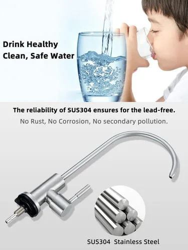Vista 3 de Grifo de agua potable, grifo de filtro de agua para fregadero fácil de instalar, grifos de ósmosis inversa sin plomo para fregadero de barra