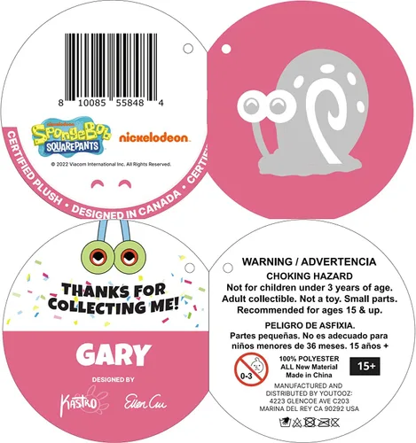 Vista 7 de Youtooz Gary el Caracol Adhesivo 15 centímetros de Bob Esponja Pantalones Cuadrados - Peluche Magnético Suave Coleccionable - Linda Colección