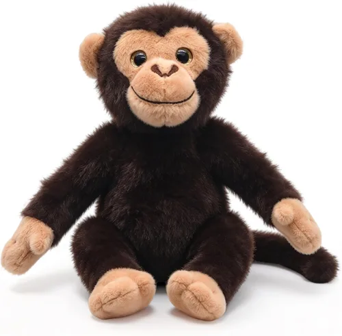 Vista 10 de Peluche de chimpancé de 14 pulgadas, peluche suave de animales de la selva Chimpancé - Marrón