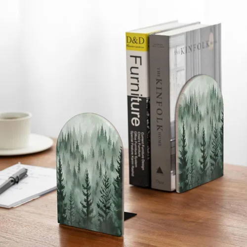Vista 4 de Sujetalibros decorativos de árbol verde para estantes, soporte para libros pesados, organizador antideslizante para escritorio para habitación