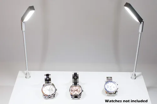 Vista 4 de 2pcs escaparate de la joyería LED poste tallo luz modelo FY-60 plata 6000K