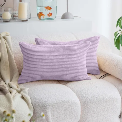 Vista 33 de Demetex Juego de 2 fundas de almohada rosas de 18 x 18 pulgadas, fundas de almohada cuadradas de pana para dormitorio, sala de estar, juego de 2, 18