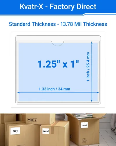 Vista 57 de 30 PCS Clear Self Adhesive Plastic Label Pockets, Top Loading Business & Library Index Card Holders, Peel and Stick Sleeves for Storage Bins, Totes
