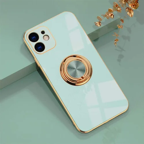 Vista 52 de Compatible con iPhone 11 Kickstand, anillo de rotación de 360 grados integrado con borde de oro rosa brillante que funciona con soporte magnético