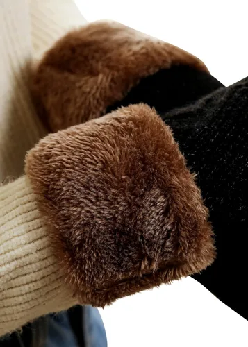 Vista 3 de MAYLISACC Gorro y guantes para mujer, gorro térmico de punto de invierno, 2 piezas, con forro polar grueso para mujer