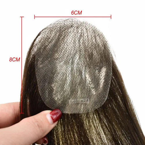 Vista 4 de Unidad de reemplazo de parche para cabello calvo en V de piel fina para línea capilar – 100% Remy humano transparente piel tupé sistemas frontales