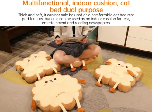 Vista 6 de Cama para mascotas, cojín en forma de tostada, cojín para gatos elevado y grueso, cojín para gatos y perros, cojín creativo para gatos y perros