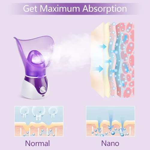 Vista 3 de Vaporizador facial - Vaporizador facial nano iónico para limpieza profunda, juego de humidificador facial de niebla caliente para mujeres y hombres