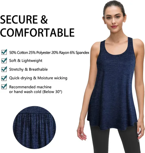Vista 23 de Cestyle - Camiseta sin mangas para mujer, cuello redondo, corte holgado, para entrenamiento