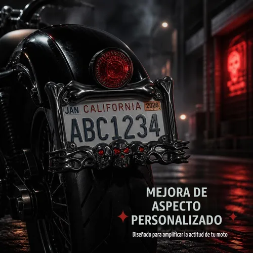 Vista 5 de Marco de matrícula de motocicleta, marco de placa de motocicleta resistente, aleación de zinc cromado, se adapta a placas estándar de 7 x 4
