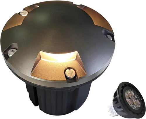 Vista 26 de MALORY Luces de Paisaje de Bajo Voltaje, (4.6''A) Cubierta Superior de Latón 12V Luces Empotradas en el Suelo para Exteriores, Iluminación LED