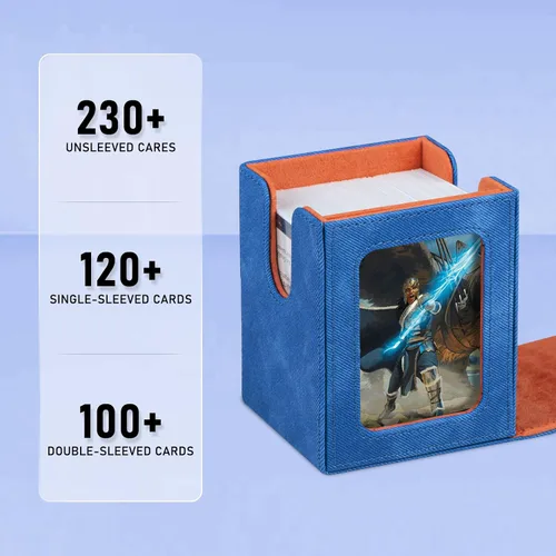 Vista 2 de Caja de almacenamiento de cartas Infinity Guard para MTG con pantalla para comandante para más de 100 cartas con doble funda, caja de almacenamiento