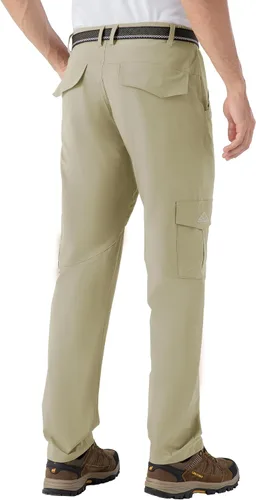 Vista 4 de BASUDAM Pantalones cargo de senderismo para hombre, de secado rápido, ligeros, elásticos, resistentes al agua con bolsillos