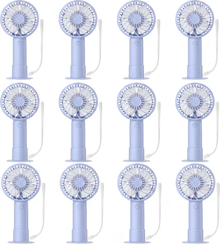 Vista 19 de Tujoe Mini ventilador de mano potente de 3 velocidades, ventilador personal pequeño portátil recargable con base USB para mujeres, maquillaje