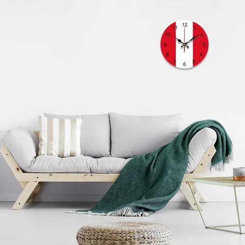 Vista 3 de The Flag of Peru - Reloj de pared decorativo patriótico, funciona con pilas, 9 pulgadas, silencioso, sin tictac, números arábigos, decoración