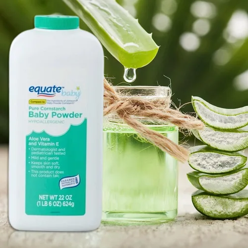Vista 5 de Polvo puro de almidón de maíz para bebés con aloe y vitamina E (22 oz - 2 unidades)