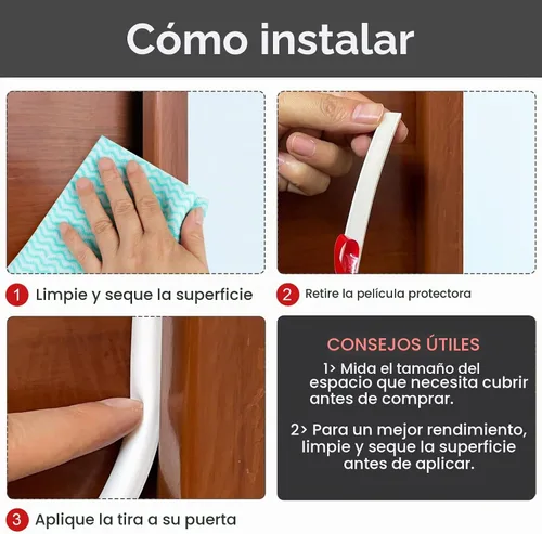 Vista 7 de Benory Burlete de silicona para puerta, se adapta a huecos de 3/16 a 1/4 Blanco
