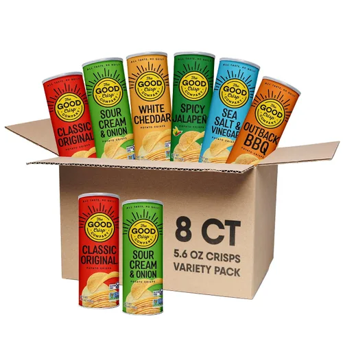 Vista 23 de The Good Crisp Company, Cheddar blanco envejecido, papas fritas sin gluten (recipientes de 5.6 onzas, paquete de 8), sin OMG, apto para alérgenos