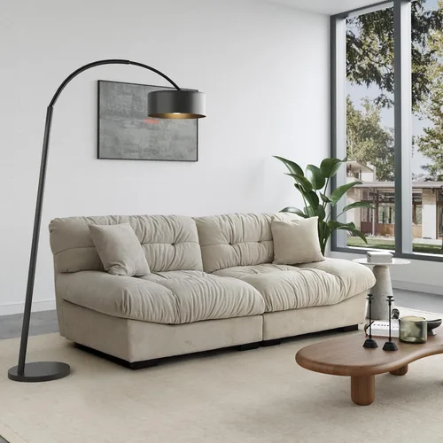 Vista 3 de Sofás seccionales cómodos de 89 pulgadas, sofá biplaza con 2 almohadas, sofá minimalista, sofá moderno para sala de estar, apartamento, dormitorio