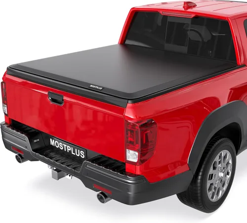 Vista 8 de MOSTPLUS - Cubierta de caja de camioneta de tres pliegues compatible con Honda Ridgeline 2017-2025, impermeable, de tres pliegues, parte superior, 5