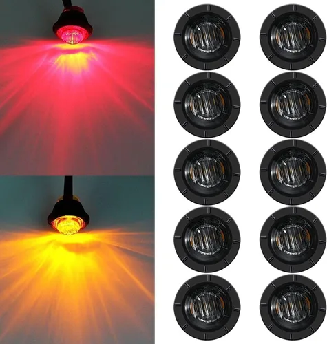 Vista 9 de Luz LED Purishion de 10 x 3/4 pulgadas. Luz redonda para faro delantero y trasero, luz indicadora para camión, coche, remolque, furgoneta, caravana