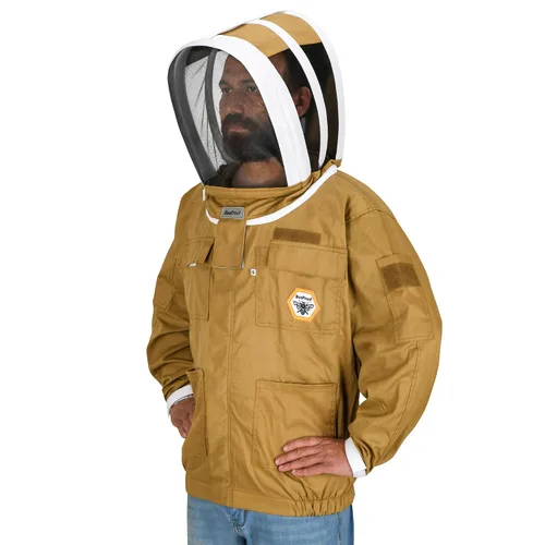Vista 3 de BP-101 - Chaquetas de apicultura con velo de esgrima de algodón transpirable, traje de apicultor de protección total para profesionales
