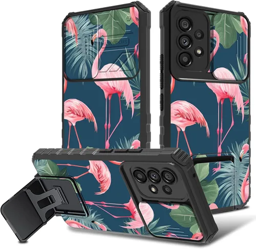 Vista 10 de Funda para Samsung Galaxy A53 5G con cubierta de cámara y soporte de soporte, resistente a prueba de golpes, TPU funda protectora para Samsung