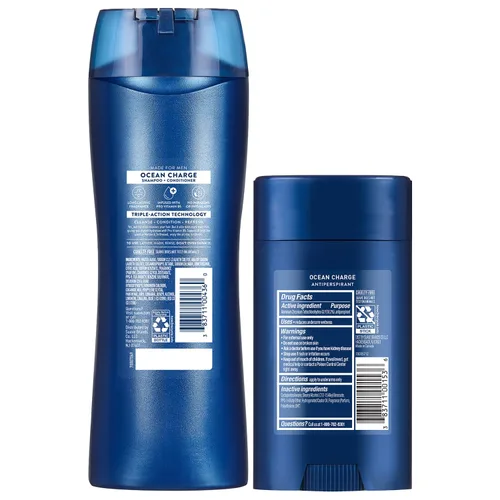 Vista 9 de Suave Champú y acondicionador 2 en 1 para hombre, Ocean Charge + desodorante antitranspirante para hombres, Ocean Charge, protección contra el sudor