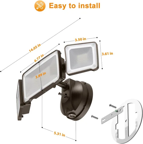 Vista 7 de LEPOWER Luces de seguridad LED de 3500 lm del anochecer al amanecer al aire libre, luz de inundación al aire libre de 35 W con fotocélula, 5500 K