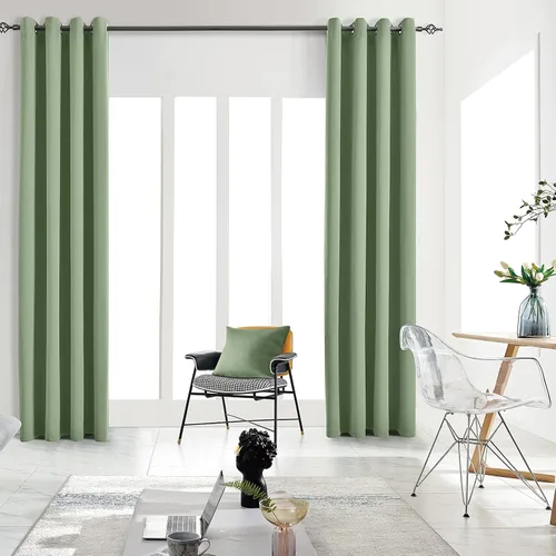 Vista 73 de Cortinas opacas para dormitorio, con aislamiento térmico y bloqueo de luz, para oscurecer la habitación, cortinas con ojales sólidos para ventana