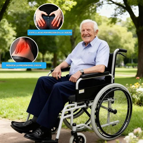 Vista 7 de Cojín de asiento de silla de ruedas de gel, cojines para dolor de cama para glúteos, almohada de espuma viscoelástica para hemorroides para sillas