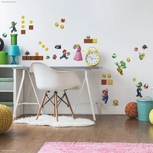 Vista 3 de RoomMates RMK2351SCS Nintendo New Super Mario Bros Adhesivos para pared de escena de construcción, multicolor