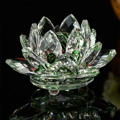 Vista 2 de Candelabro de cristal prismas colgantes de cristal flor de loto ornamento pisapapeles Feng Shui flores de cristal lámpara prismas colgantes