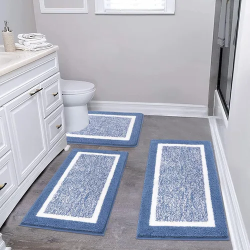 Vista 32 de Pauwer Juego de baño, alfombras de baño antideslizantes, alfombras de ducha absorbentes para suelo de baño, bañera y ducha, color azul aguamarina