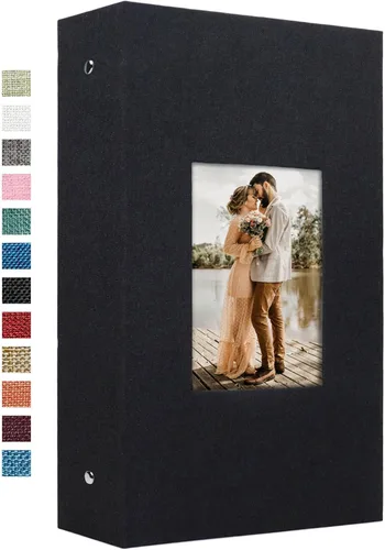 Vista 19 de Vienrose - Álbum de fotos de 4 x 6 pulgadas, 100 páginas, cubierta de lino con ventana frontal, para bebés, bodas, familias, niños y aniversarios
