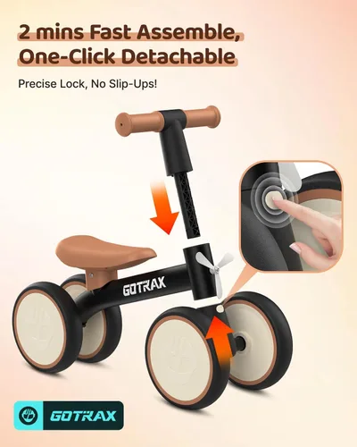 Vista 5 de Gotrax Baby Balance Bike, 7" Silent Wheels, First Gift for Toddlers 1-2 Sturdy Steel Frame, Quick 2-Min Assembly, CPC Certified, Soft Edges, Comfy