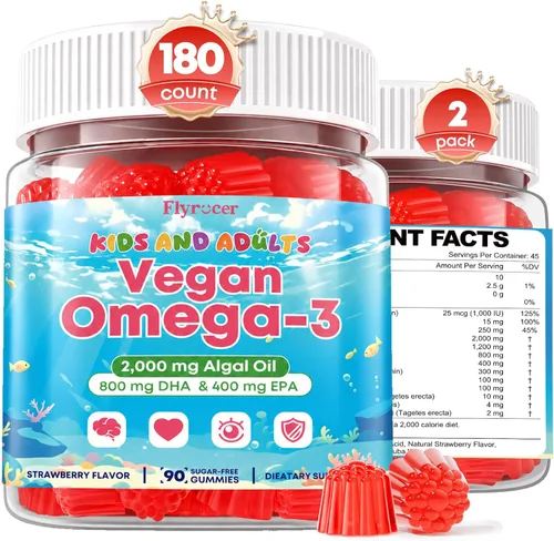 Vista 8 de 90 unidades Gomitas veganas con suplemento Omega 3 para adultos y niños
