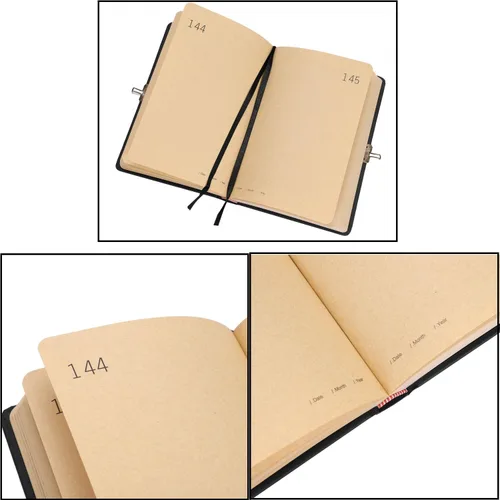 Vista 4 de Ibluelover Cuadernos ejecutivos de tapa dura A5 con cerradura y llave secreta, 365 días, cuaderno de bocetos, dibujo de garabatos, papel marrón