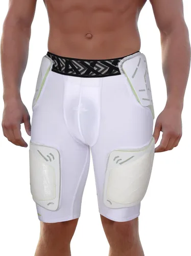 Vista 9 de Exxact Sports Gladiator - Faja de fútbol para adultos de 5 almohadillas para hombres con cadera, muslos, almohadillas para coxis, pantalones cortos