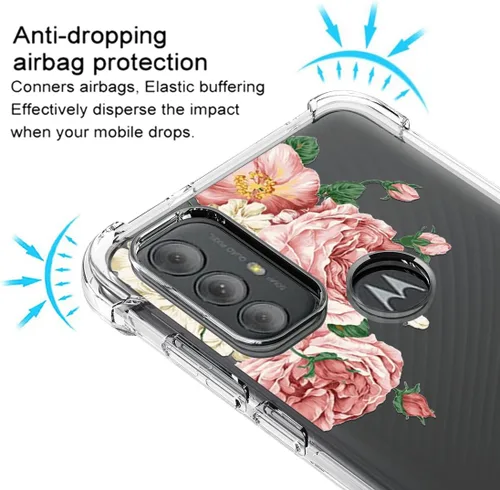 Vista 5 de Osophter Funda para Moto G Power 2022 con diseño floral para niñas y mujeres, absorción de golpes, flexible, de goma TPU para Motorola Moto G