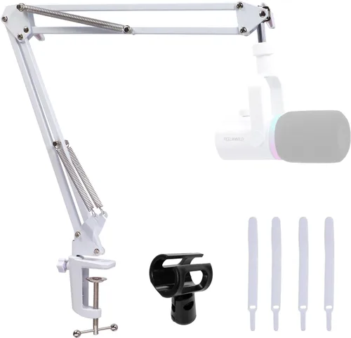 Vista 9 de FEELWORLD AMS1 Brazo de micrófono ajustable, soporte de micrófono con tornillo de 3/8" a 5/8", compatible con PM1 y otros micrófonos para podcast