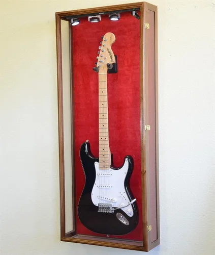 Vista 4 de sfDisplay,LLC. Vitrina de guitarra de visión clara Soporte acústico para gabinete eléctrico (acabado negro, fondo negro)