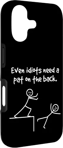 Vista 3 de Even Idiots Need A Pat On The Back Funny Stick Man Joke - Funda de regalo para iPhone 17