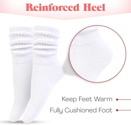 Vista 2 de HOT FEET Slouch Socks for Women and Girls - 26 Pairs Colorful Scrunch Socks, Knee High Socks Cotton, 80s 90s Long Socks