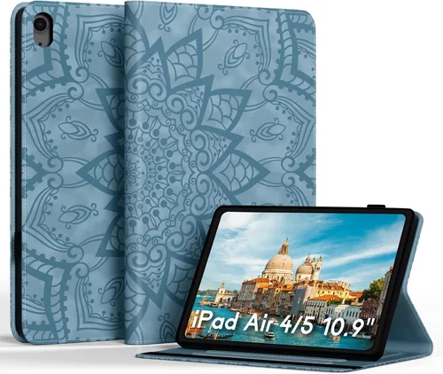 Vista 10 de Funda para tablet iPad Air de 11 pulgadas, diseño de diente de león con soporte para lápiz Apple, cierre magnético y recortes precisos, compatible